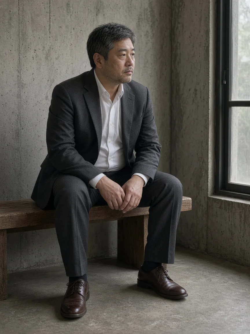 炭黑兩扣的日常男士西裝
